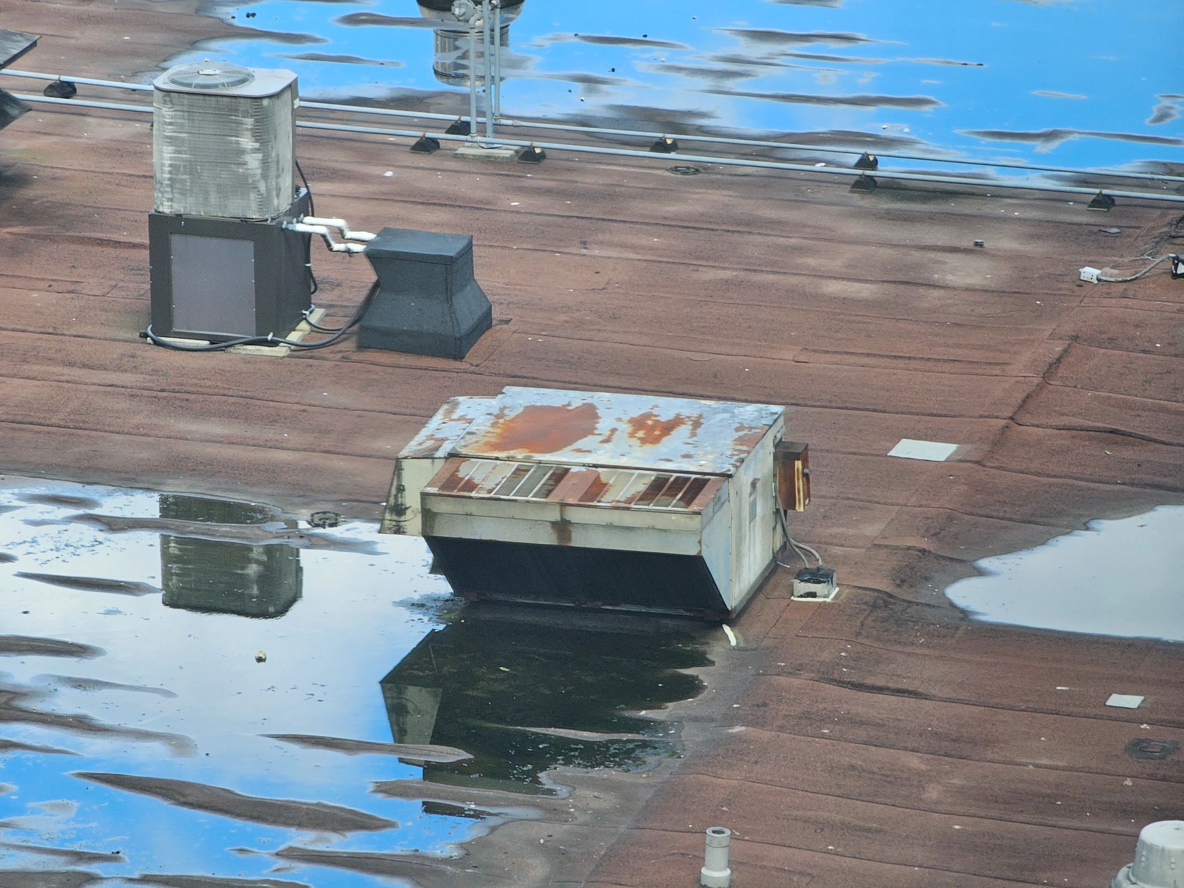 Commercial flat rooftop aerial view